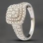 Second Hand 18ct White Gold Brilliant Cut Diamond Cushion Shape Graduating Cluster Ring 41481108