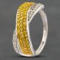 Second Hand 9ct Two Colour Gold 0.75ct Brilliant Cut White & Yellow Diamond Pave Twist Ring 41481144