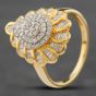 Second Hand 9ct Yellow Gold 1.00ct Diamond Scalloped Edge Cluster Ring 41481222
