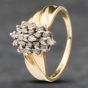 Second Hand 9ct Yellow Gold Diamond Marquise Cluster Ring 41481308