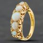Second Hand Vintage 18ct Yellow Gold Opal & Single Cut Diamond Graduated Dress Ring 41481328