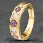 Second Hand Vintage 18ct Yellow Gold Ruby & Diamond Graduating Half Eternity Ring 41481361
