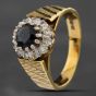 Second Hand Vintage 18ct Yellow Gold Sapphire & Single Cut Diamond Cluster Ring 41481431