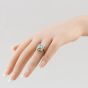 Second Hand Vintage Yellow Gold Blue Topaz & Single Cut Diamond Oblong Cluster Ring 41481441