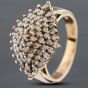 Second Hand 9ct Yellow Gold Brilliant Cut Diamond Multi Row Cluster Ring 41481443