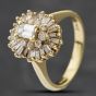 Second Hand 14ct Yellow Gold Diamond Multi Cut Ballerina Cluster Ring 41481453