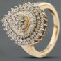 Second Hand 9ct Yellow Gold 1.00ct Diamond Pear Shaped Cluster Ring 41481491
