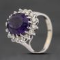 Second Hand 9ct White Gold 4.69ct Amethyst & 0.48ct Brilliant Cut Diamond Oval Cluster Ring 41481506
