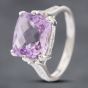 Second Hand 18ct White Gold 7.15cts Kunzite & 0.21ct Cushion Cut Diamond Chequerboard Faceted Dress Ring 41481509