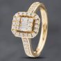 Second Hand 9ct Yellow Gold Diamond Oblong Cluster Ring 41481517