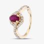 Second Hand 14ct Yellow Gold 1.14ct Oval Cut Ruby & 0.66ct Brilliant Cut Diamond Cluster Ring 41481601