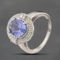 Second Hand 9ct White Gold Tanzanite & Diamond Cluster Ring 41481603