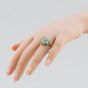 Second Hand 18ct Yellow Gold Emerald & Brilliant Cut Diamond Oblong Checkerboard Dress Ring 41481631