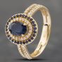 Second Hand 9ct Yellow Gold Brilliant Cut Sapphire Cluster Ring 41481655