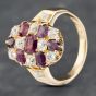 Second Hand Vintage 18ct Yellow Gold Ruby & Diamond Checkerboard Cluster Ring 41481753