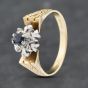 Second Hand 18ct Yellow Gold Sapphire & Diamond Engraved Shoulders Cluster Ring 41481769