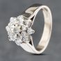 Second Hand 18ct White Gold Brilliant Cut Diamond Flower Cluster Ring 41481785