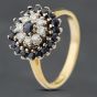 Second Hand Vintage 18ct Yellow Gold Sapphire & Brilliant Cut Diamond Round Cluster Ring 41481816