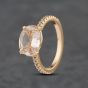 Second Hand 18ct Rose Gold Morganite & Brilliant Cut Diamond Oval Shoulder Set Solitaire Ring 41481826