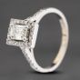 Second Hand 14ct White Gold 0.80ct Emerald Cut Diamond Cluster Ring 41481985