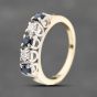 Second Hand 9ct Yellow Gold Sapphire & 0.20ct Brilliant Cut Diamond Five Stone Ring 41482061