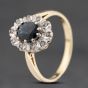 Second Hand 18ct Two Colour Gold Sapphire & 0.10ct Diamond Oval Cluster Ring 41482065