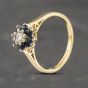 Second Hand 18ct Yellow Gold Sapphire & 0.12ct Brilliant Cut Diamond Round Cluster Ring 41482068
