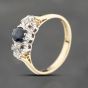 Second Hand 18ct Yellow Gold Sapphire & 0.06ct Diamond Three Stone Ring 41482069
