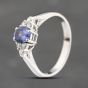 Second Hand 18ct White Gold Tanzanite & 0.15ct Brilliant Cut Diamond Cluster Ring 41482079