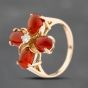 Second Hand 9ct Yellow Gold Carnelian & 0.10ct Brilliant Cut Diamond Dress Ring 41482082