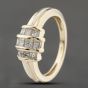 Second Hand 9ct Two Colour Gold 0.66ct Princess Cut Diamond 3 Row Cluster Ring 41482091
