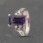 Second Hand 14ct White Gold Amethyst & Diamond Oblong Dress Ring 41482101