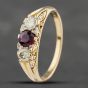 Second Hand Vintage 18ct Yellow Gold Ruby & 0.33ct Diamond Three Stone Ring 41482102