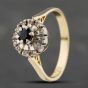Second Hand 18ct Yellow Gold Sapphire & Diamond Cluster Ring 41482109