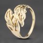 Second Hand 14ct Three Colour Gold 0.04ct Diamond Set Leaf Crossover Design Dress Ring 41482144