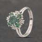 Second Hand 9ct Yellow Gold Emerald & 0.16ct Brilliant Cut Diamond Oval Cluster Ring 41482205