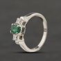 Second Hand 18ct White Gold Emerald & 0.20ct Princess Cut Diamond Oval Three Stone Ring 41482245