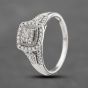Second Hand 9ct White Gold 0.42ct Brilliant Cut Diamond Cushion Shaped Cluster Ring 41482274