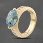 Second Hand 14ct Yellow Gold Blue Zircon Zircon & 0.12ct Diamond Tension Set Dress Ring 41482288