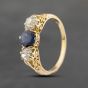 Second Hand Antique 18ct Yellow Gold Sapphire & 1.00ct Diamond Three Stone Ring 41482302