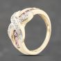 Second Hand 9ct Yellow Gold Pink Topaz & 0.05ct Diamond Crossover Ring 41482319