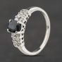 Second Hand 14ct White Gold Sapphire & 0.32ct Brilliant Cut Diamond Two Row Diamond Set Shoulders Dress Ring 41482352