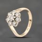 Second Hand 9ct Yellow Gold 0.92ct Brilliant Cut Diamond Flower Cluster Ring 41482356
