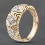 Second Hand 9ct Yellow Gold 0.10ct Diamond Rib Textured Pave Band Ring 41482382