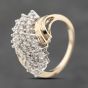 Second Hand 9ct Yellow Gold Brilliant Cut Diamond Four Row Cluster Ring 41482391