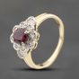 Second Hand 18ct Yellow Gold Ruby & Diamond Cluster Ring 41482414