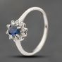 Second Hand 18ct White Gold Sapphire & Diamond Flower Cluster Ring 41482417