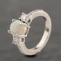 Second Hand Platinum Opal & 0.44ct Diamond Three Stone Ring 41482451