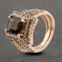 Second Hand Vintage 14ct Rose Gold Smokey Quartz Le Vian Oblong Three Ring Set Cluster Ring 41482453
