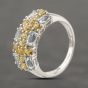 Second Hand 9ct White Gold Yellow Topaz & Cubic Zirconia Three Row Ring 41482456